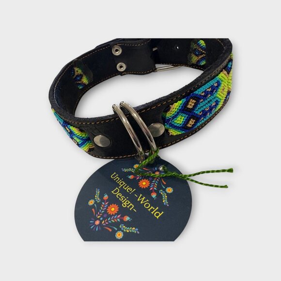 Artisanal dog collar, Leather and Macrame, Mexico - Picture 2 of 4